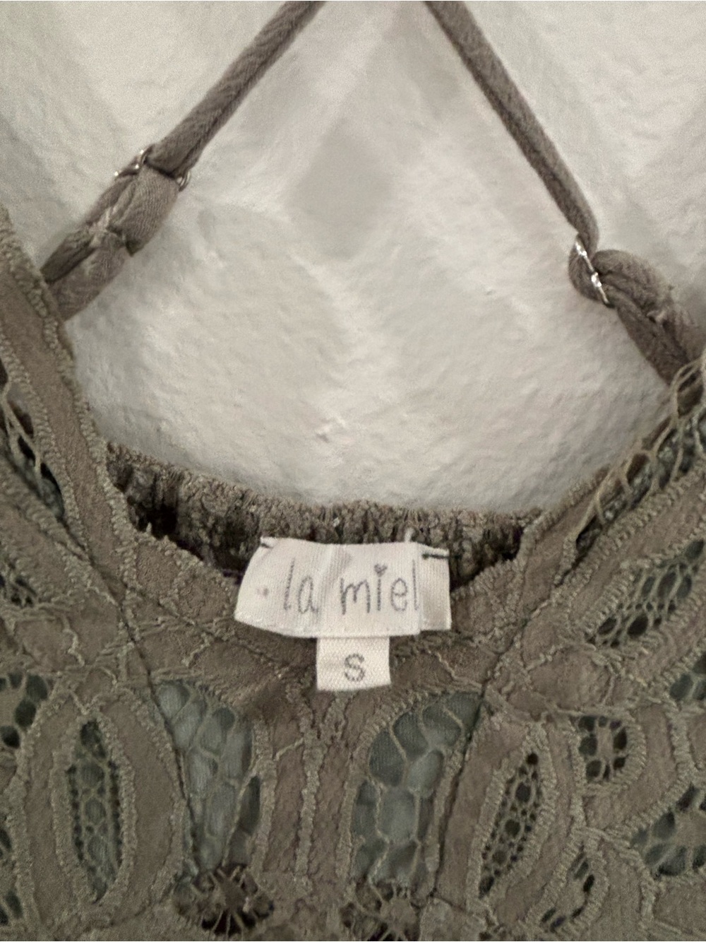 LA MIEL Olive Green Lace-Trim High-Low Slip Dress - Picture 3 of 14